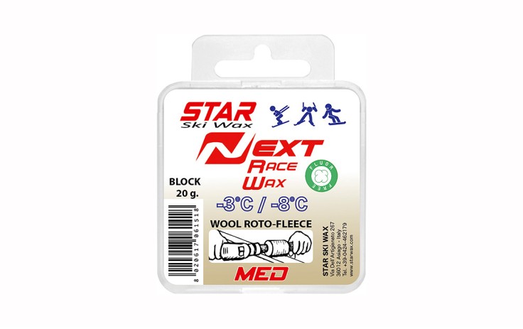 Star Ski Wax Next Med Block Vaškas slidėms Befluoris, kietas, 20 g, -3° -8°C