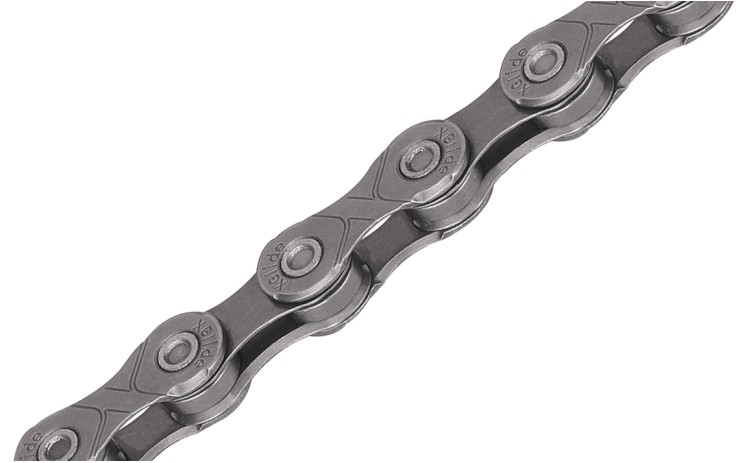 KMC X-Glide Grey CUES Grandinė 9/10/11 pavarų, 1/2x11/128, 118L, sujungimas, suderinama tik su Shimano CUES E-bike 9-11 pavarų sistemomis