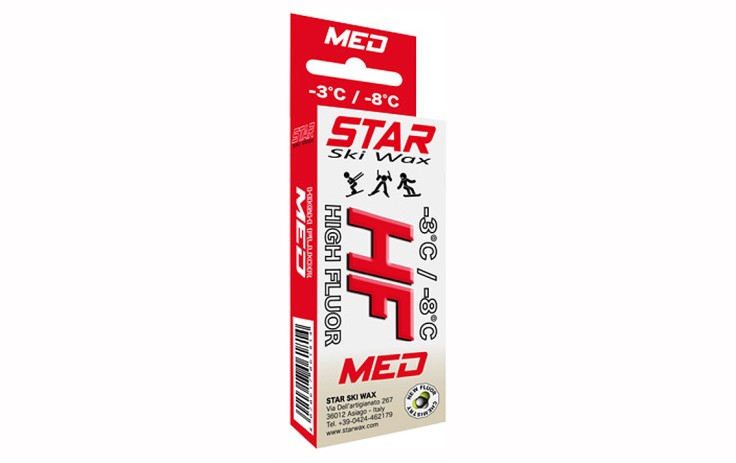 Star Ski Wax HF Med Vaškas slidėms Aukšto fluoro kiekio, kietas, 60 g,  -3° -8°C