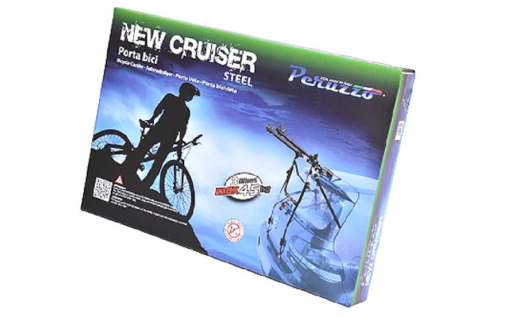 Peruzzo Cruiser Delux Dviračių laikiklis ant bagažinės plieninis, 3 dviračiams max 29, max 3 x 15 kg, dvigubi viršutiniai ir apatiniai diržai neleidžia laikikliui šokinėti, visi diržai atlaikantys 250 kg, visi kabliai atlaikantys 350 kg, lengvai ir greita