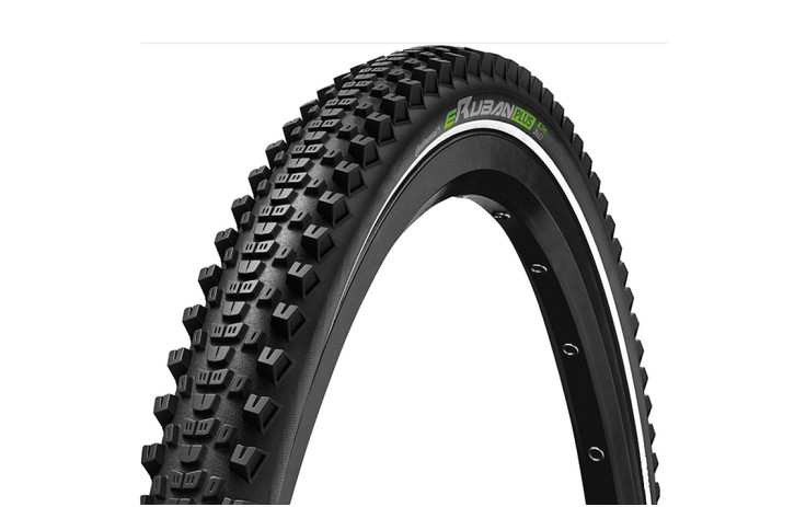Continental 27.5 x 2.60 eRuban Plus Padanga dviračiui 65-584, PureGrip compound, Plus Breaker ir PolyX Breaker apsauga nuo pradūrimo, atspindinti juosta, 1050 g, 180 TPI, e-bike 50 km/h